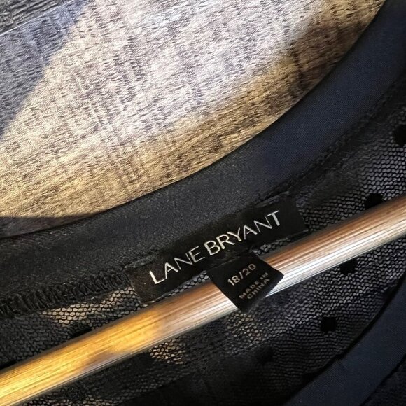 Lane Bryant Black Sleeveless Sheer Polka Dot Pleated Blouse 18/20 Witchy - Picture 3 of 4